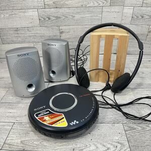 Sony D-EJ017CK Walkman Portable CD Player Black SRS-P7 Speakers Bundle